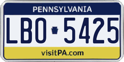 PA license plate LBO5425