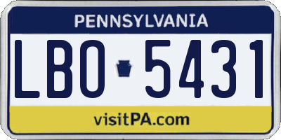 PA license plate LBO5431