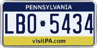 PA license plate LBO5434