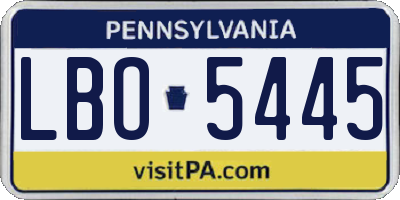 PA license plate LBO5445