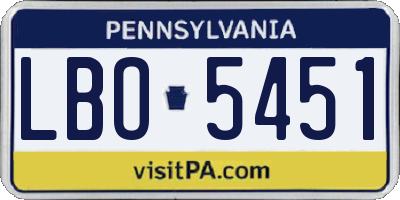 PA license plate LBO5451