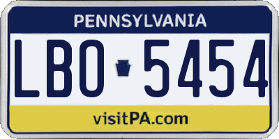 PA license plate LBO5454