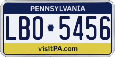PA license plate LBO5456