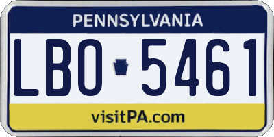 PA license plate LBO5461