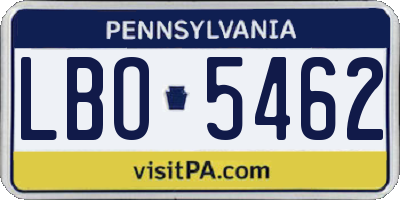 PA license plate LBO5462