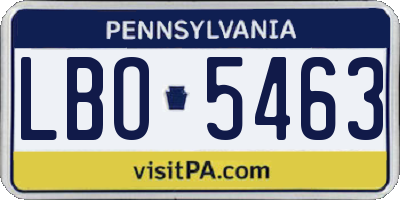 PA license plate LBO5463