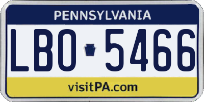 PA license plate LBO5466