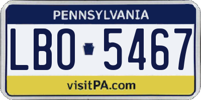 PA license plate LBO5467