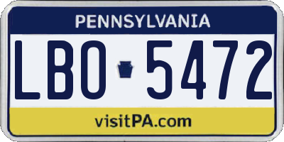 PA license plate LBO5472