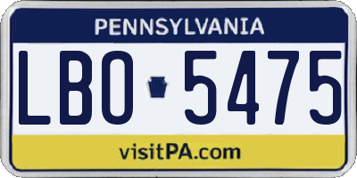 PA license plate LBO5475