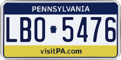 PA license plate LBO5476