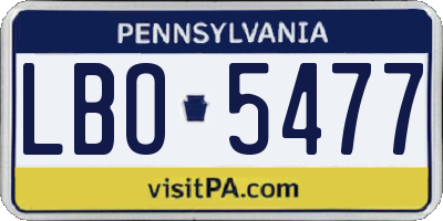 PA license plate LBO5477