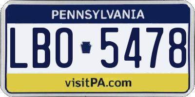 PA license plate LBO5478