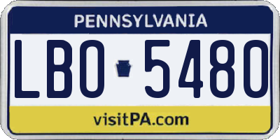 PA license plate LBO5480