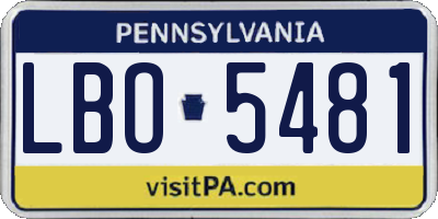 PA license plate LBO5481