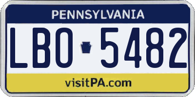 PA license plate LBO5482