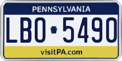 PA license plate LBO5490