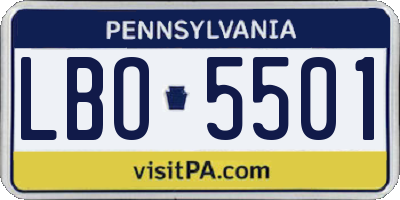 PA license plate LBO5501