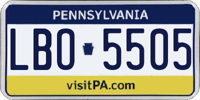 PA license plate LBO5505
