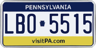 PA license plate LBO5515