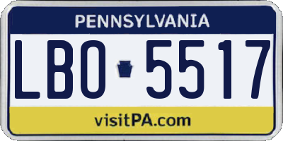 PA license plate LBO5517