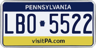 PA license plate LBO5522