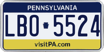 PA license plate LBO5524
