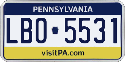PA license plate LBO5531