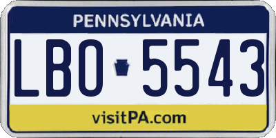 PA license plate LBO5543