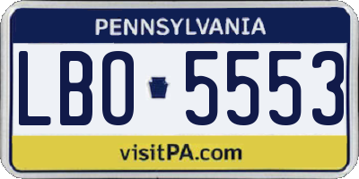 PA license plate LBO5553