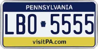 PA license plate LBO5555