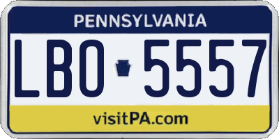 PA license plate LBO5557
