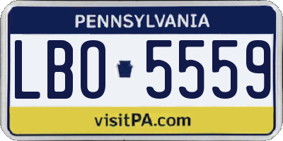PA license plate LBO5559