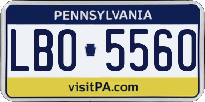 PA license plate LBO5560