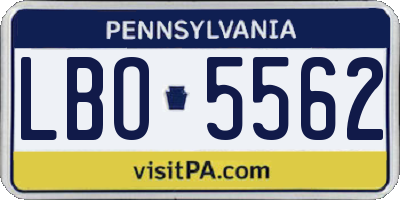 PA license plate LBO5562