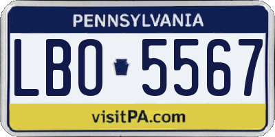 PA license plate LBO5567