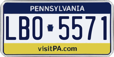 PA license plate LBO5571