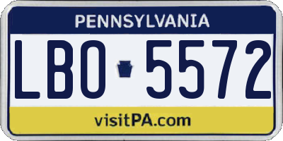 PA license plate LBO5572