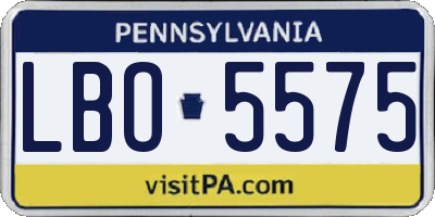 PA license plate LBO5575
