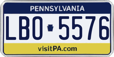 PA license plate LBO5576