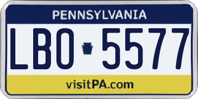 PA license plate LBO5577