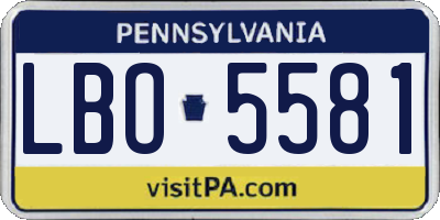 PA license plate LBO5581