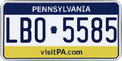 PA license plate LBO5585