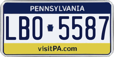 PA license plate LBO5587