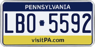 PA license plate LBO5592