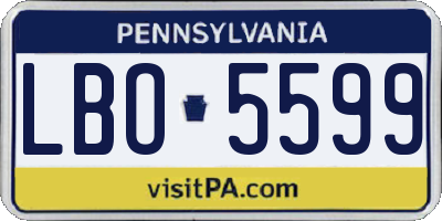 PA license plate LBO5599