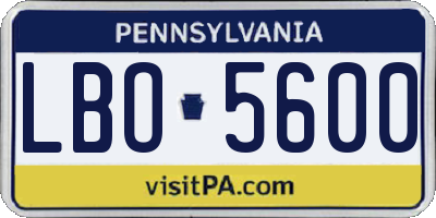 PA license plate LBO5600