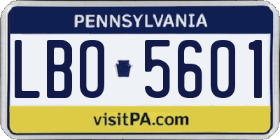 PA license plate LBO5601