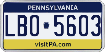 PA license plate LBO5603