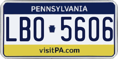 PA license plate LBO5606